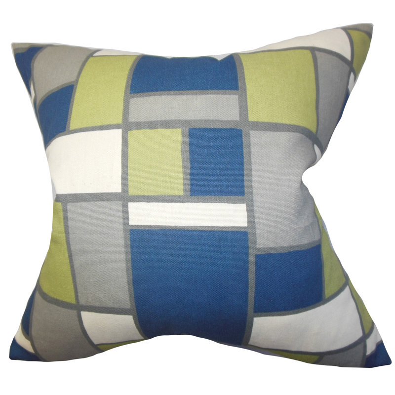 Taie décorative à motif géométrique Bronwen, Standard, Bleu