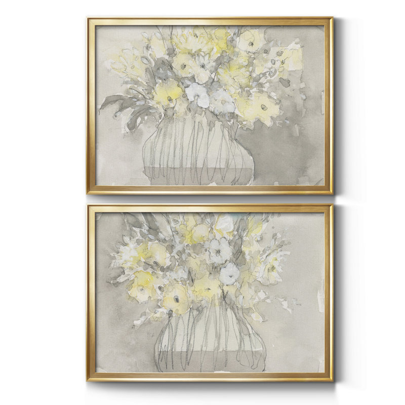 «Vintage Blossoms I», ensemble de 2 cadres photo, Or, H 36,5 po x l 53 po x P 1 po