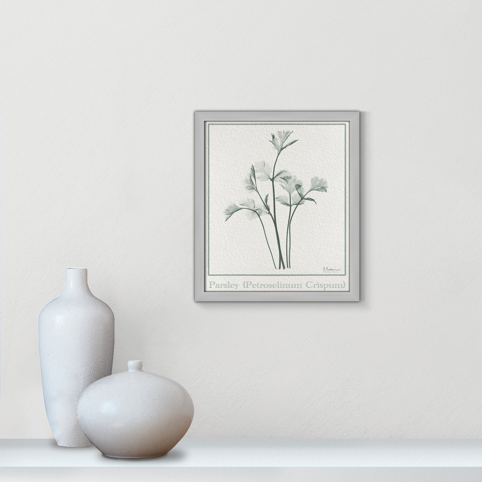 Jeanette "Parsley II" Print by Albert Koetsier, 15" H x 13" W x 1.25" D, Gray Framed Paper