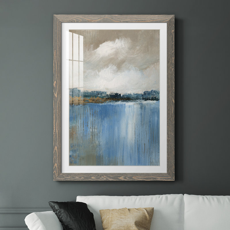 Vent et eau - Peinture encadrée, gris, H 44 po x l 31 po x P 1 po