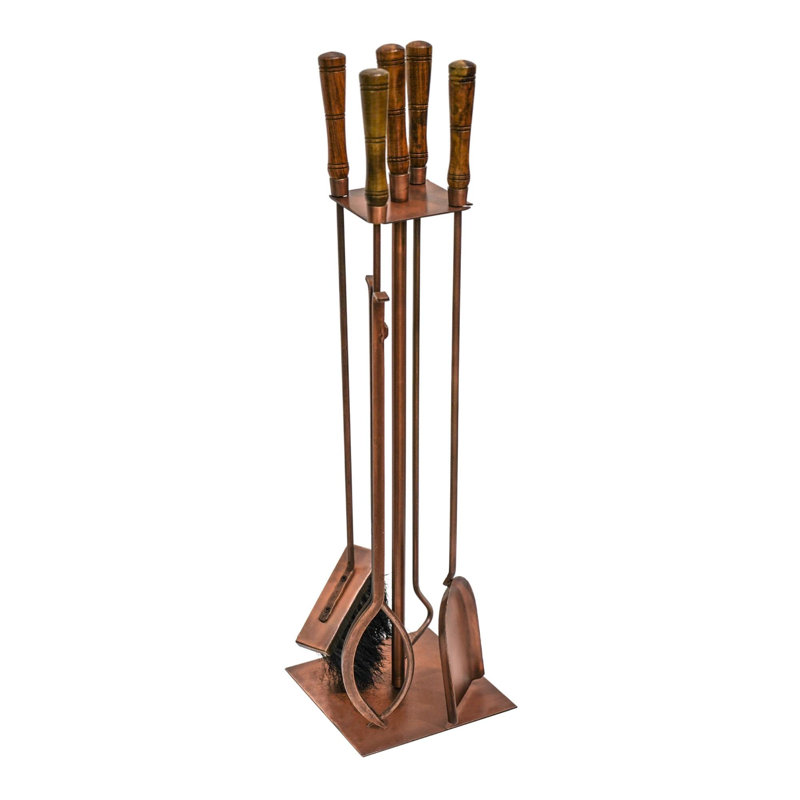 Antique Copper Fireside Companion Set H74cm W20.5cm