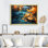 «Orange Orange and Blue River Serene Journey III», art mural abstrait à l'encre liquide