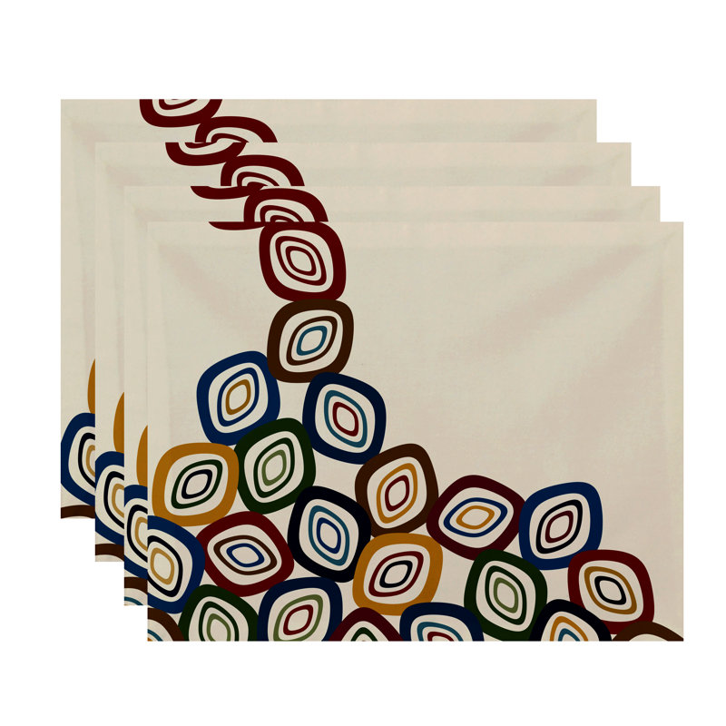 Polyester Geometric Rectangle Placemat, Off White/Multi