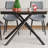 59-Inch Modern Rectangle Expandable Dining Table With Retractable Leaf, Black Sandblasted Glass Top & Carbon Steel X-Base, Sturdy 4-6 Person Table For Small Spaces
