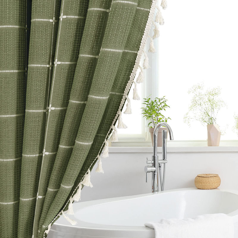 Ensemble de rideau de douche Green Boho Farmhouse