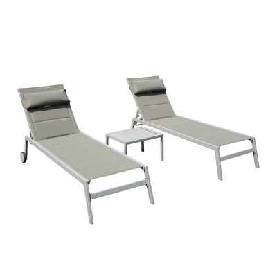 Silken Outdoor Metal Chaise Lounge with Table