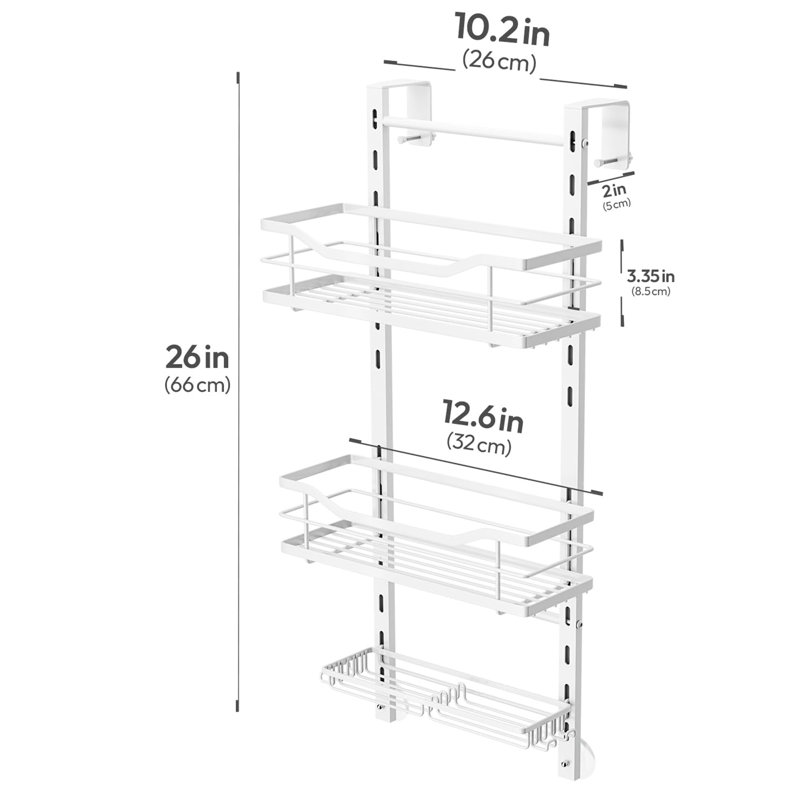 Over-the-Door Stainless Steel Shower Caddy, White