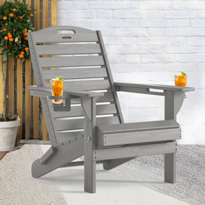 Chaises d'extérieur d'extérieur résistantes aux intempéries en PEHD pliable avec porte-gobelet