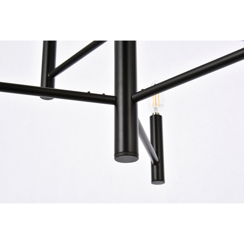Luminaire suspendu géométrique unique Cartell, Noir, 6 lumières, H 19,9 po x l 22 po x P 22 po