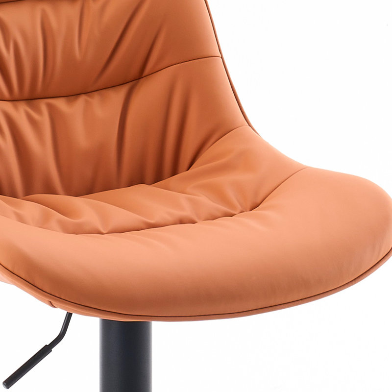 Latiera Swivel Adjustable Height Bar Stools Faux Leather Counter Stools with Footrest, Camel