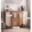 Buffet en bois massif patiné à la main à 4 portes à motif de feuilles d'acanthe French Country