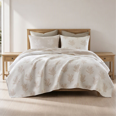 3-Piece Full/Queen Quilt Mini Set,Tan/Gray