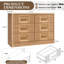Commode 6 tiroirs pour chambre à coucher, grande commode en bois de chêne-98341129