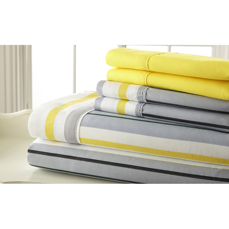Ensemble de draps Hotel 5ème Ave Bellagio, Très grand, Gris / blanc / jaune / vert