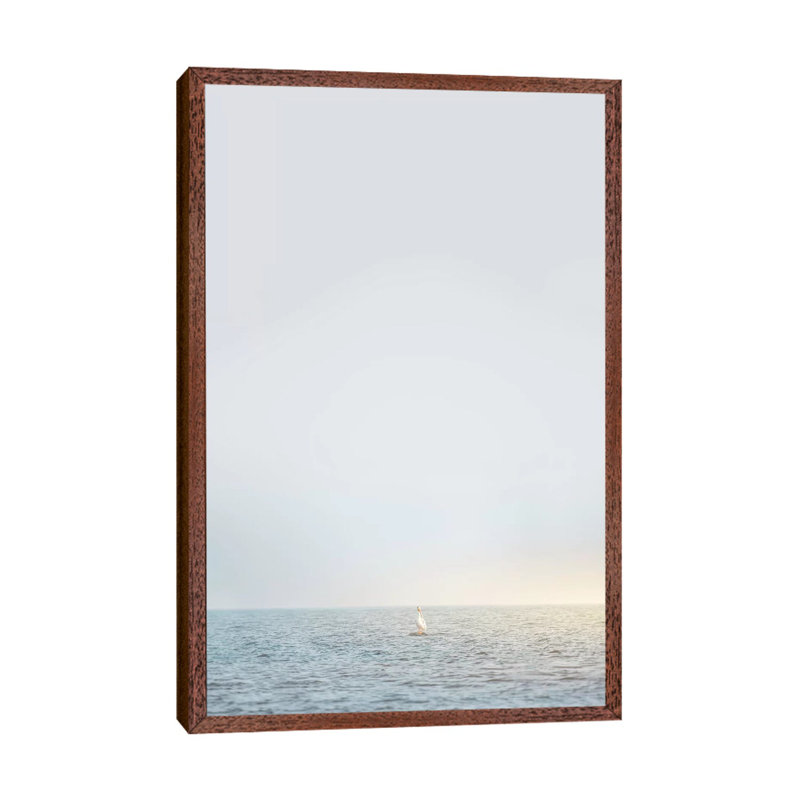 Pelican On The Rock by Nik Rave - Print on Canvas, Classic Brown Wood Framed, 66.04cm H x 45.72cm W x 3.81cm D