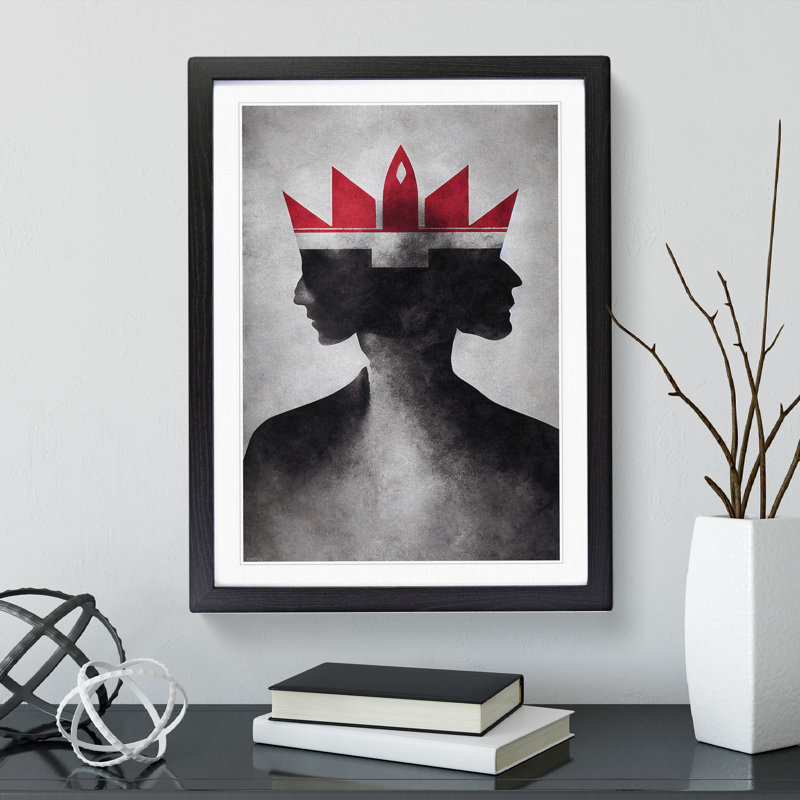 Man Wearing a Crown Abstract - Framed Print, Black, 64cm H x 46cm W x 2cm D