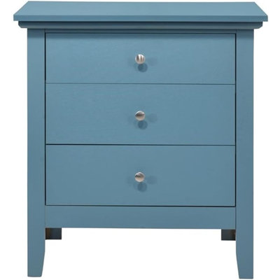Hammond 3 Drawer Nightstand In Teal Blue