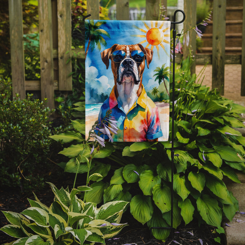Bouvier bernois avec drapeau de jardin, Boxer