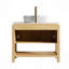 Meuble-lavabo 36 po, meuble de rangement autoportant en contreplaqué avec 2 portes en bambou texturé et tablette ouverte, lavabo en céramique à motif marbré et plateau en pierre frittée Carrara