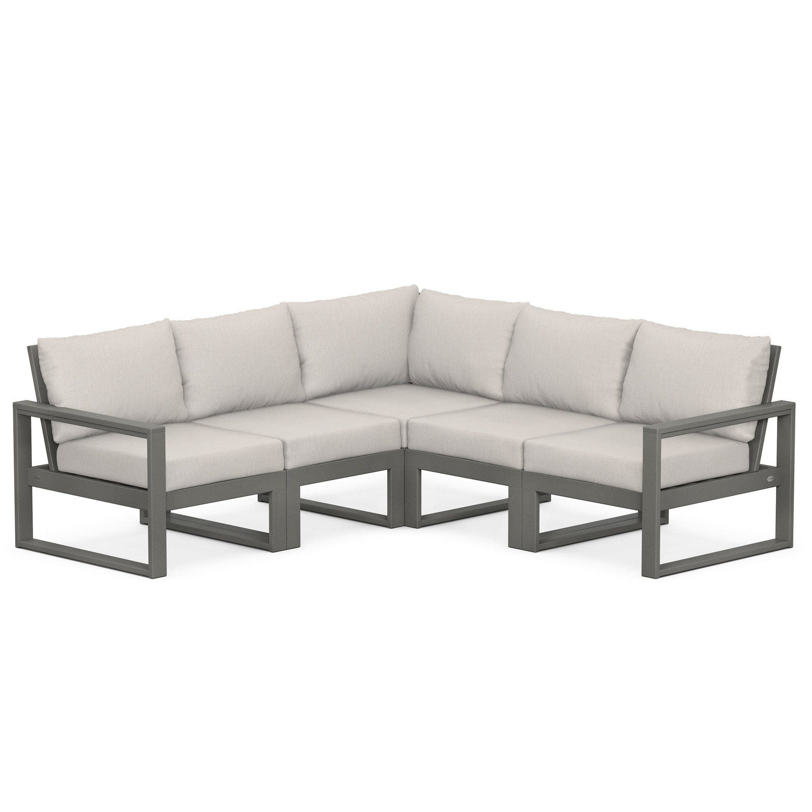 POLYWOOD® Edge 85" Patio Sectional, Dune Burlap, Slate Grey