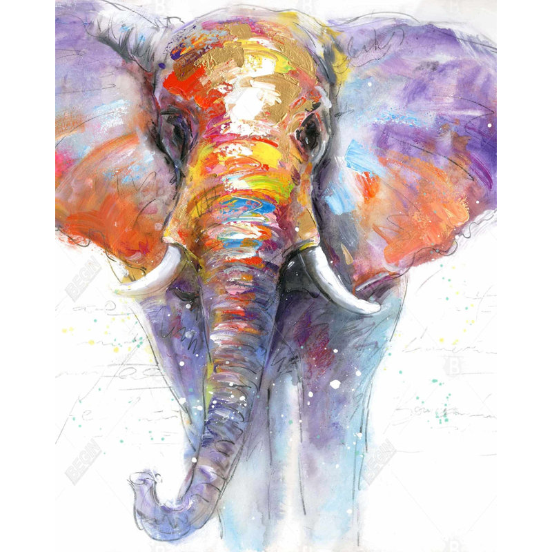 «Colorful Walking Elephant» sur toile