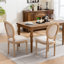 Chaise de salle à manger en bois massif, ensemble de 2, beige, sans table