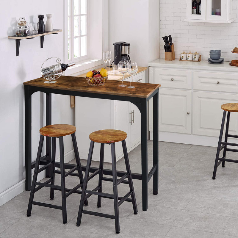 Grimmett Bar Height Dining Table, Metal Base Dining Table, Bar Table, Pub Table, Narrow Rectangular Bar Table