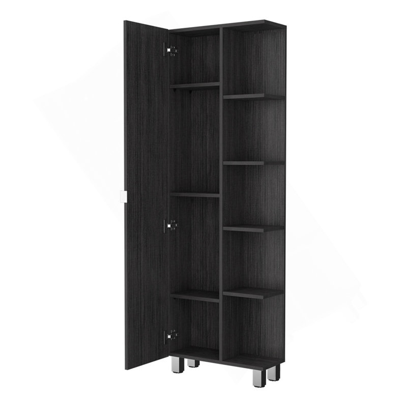 Los Angeles Linen  Cabinet, Five Shelves, One Cabinet, Divisions, Smoke