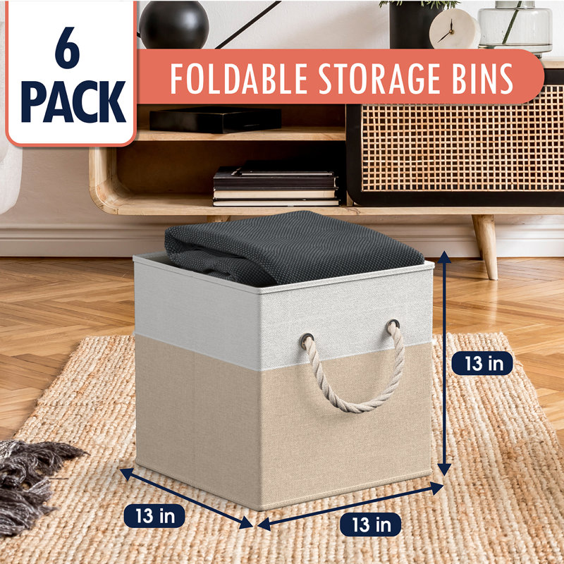 Boîte en tissu pliable et pliable, Blanc / kaki