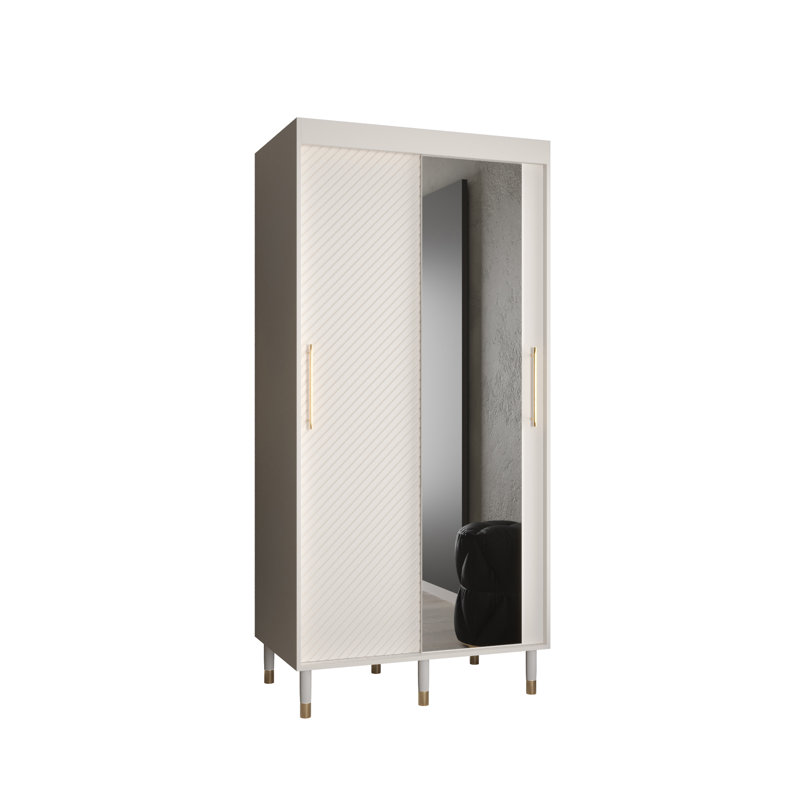 Acquanette 2 Door Manufactured Wood Wardrobe, White, 208" H x 100" W x 62" D