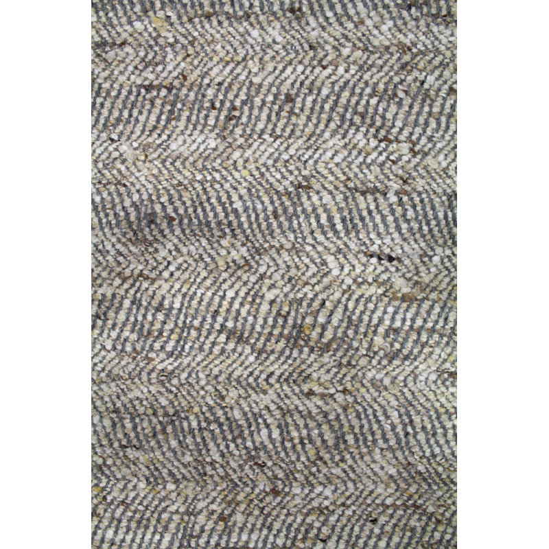 Diagonal Wool Area Rug in Brown/Charcoal/Ivory, Rectangle 8'8" x 9'9"