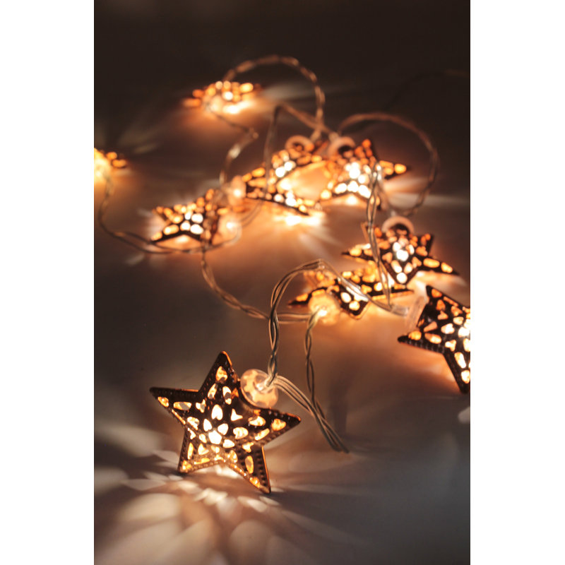 Outdoor 1'' Battery Powered Novelty String Light, Copper Stars