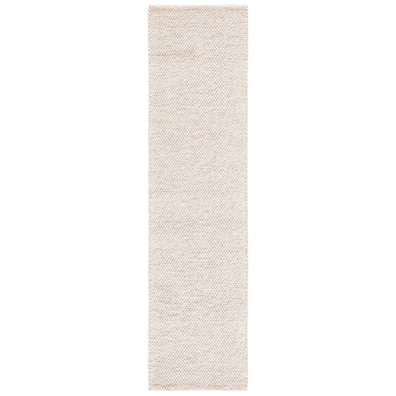 Tapis touffeté à la main de couleur unie Almus beige / ivoire, Tapis de couloir 2 pi 3 po x 7 pi