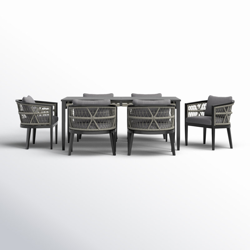 Elvina 66'' Rectangular 6 - Person Outdoor Dining Set with Cushions