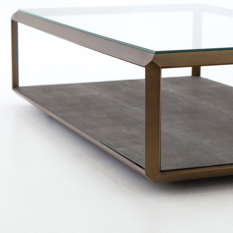 Shagreen Coffee Table, Antique Brass