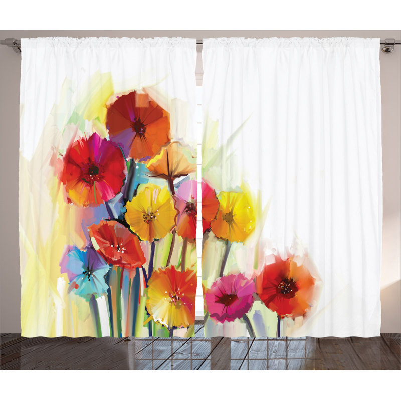 Gerbera Semi-Sheer Rod Pocket Curtain Panels, 54" W x 84" L