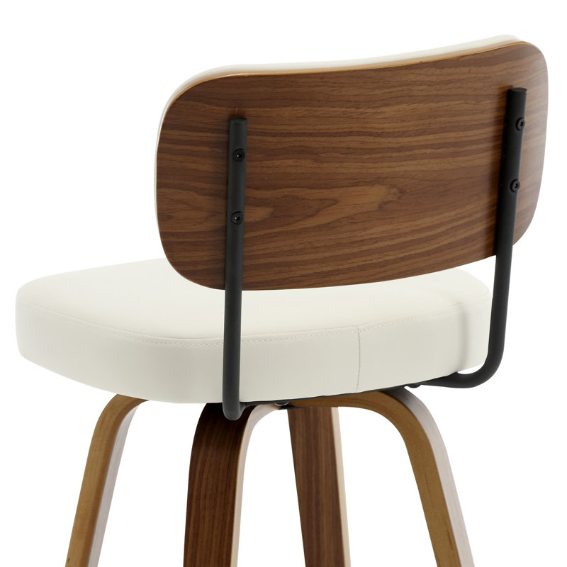 Tabouret de bar et de comptoir pivotant Loranza, Blanc, Tabouret de bar (siège d'une hauteur de 29 po), Brun