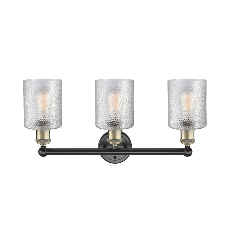 Éclairage pour meuble-lavabo 3 lumières 23 pouces Karon, Transparent, Laiton antique noir