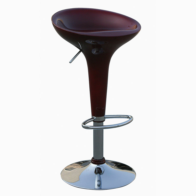 Huntington Swivel Adjustable Height Bar Stool, Chrome/Red