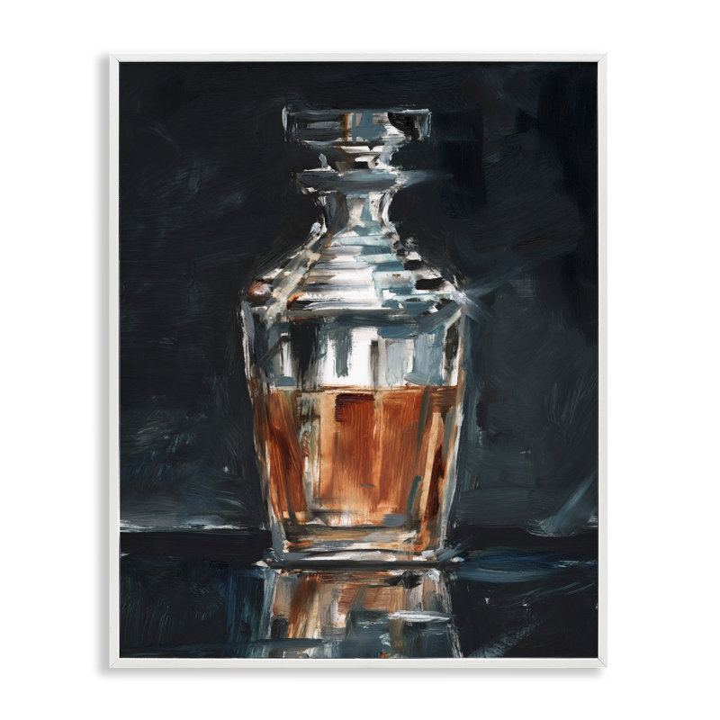«Whiskey Decanter Still Life Art» par Ethan Harper, Estampe numérique encadrée blanc bord de mer, H 30 po x l 24 po