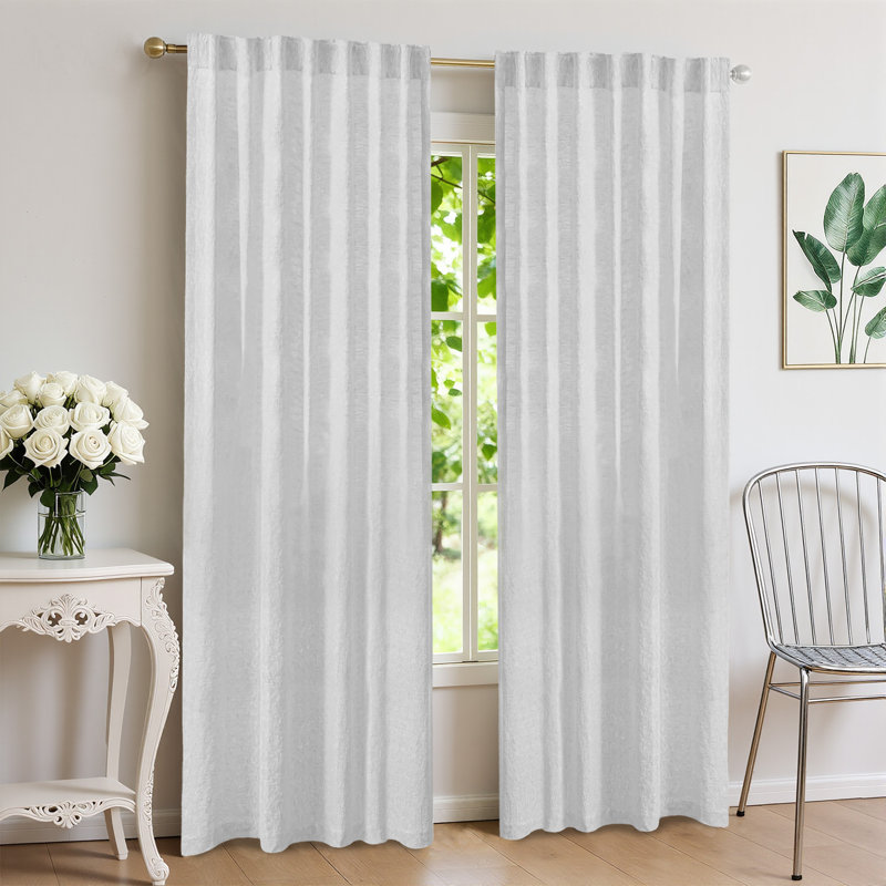 Panneau simple 100% lin obscurcissant, Blanc, 50" W x 96" H