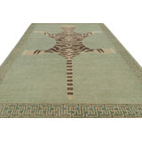 Distressed Homage Hand Knotted Wool Animal Print Area Rug
