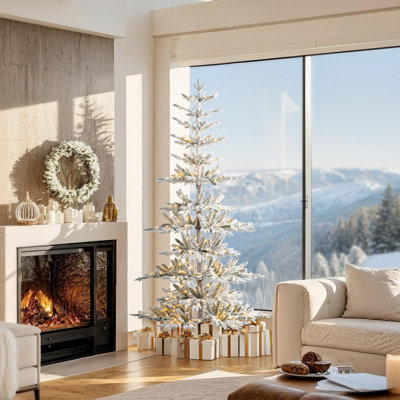 Johvan Frosted Pre-Lit Pine Christmas Tree