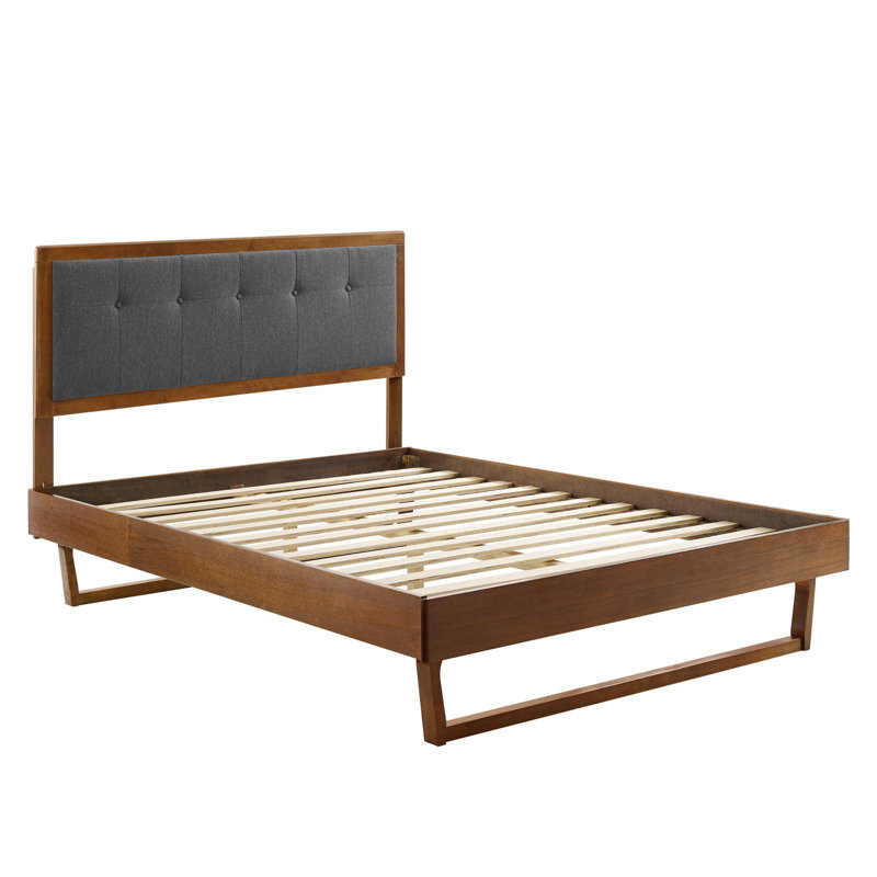 Lit plateforme Willow, Noyer et gris anthracite, Double