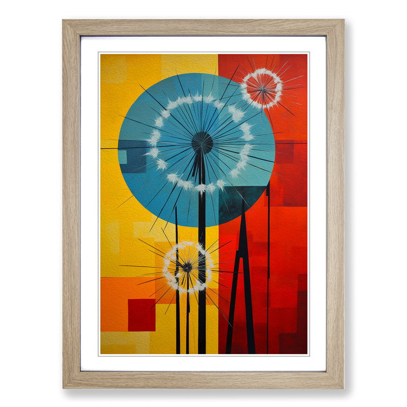 Dandelion Constructivism - Framed Print, Oak Framed, 34cm H x 25cm W