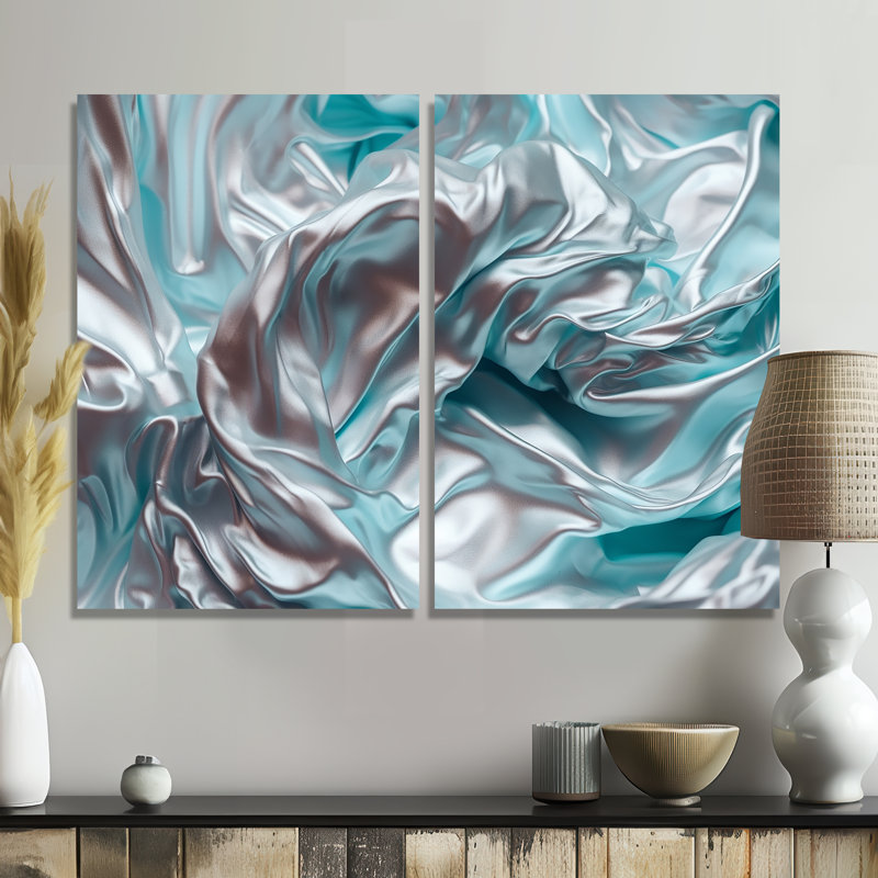 «Silver Blue Dancing Colors» - art mural moderne orange, 20" H x 24" W, Wrapped Canvas, Does Not Apply