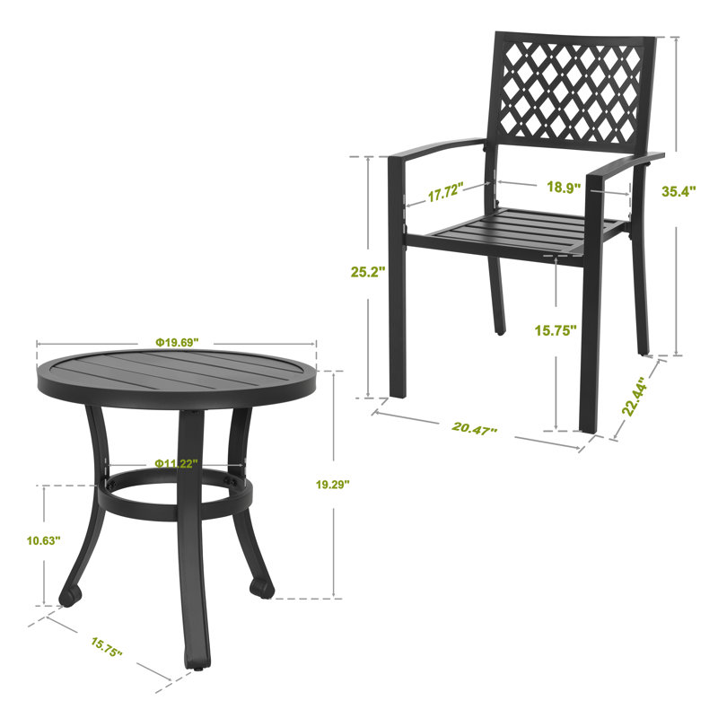 Devereaux 2 - Person Patio Dining Set with Round Table