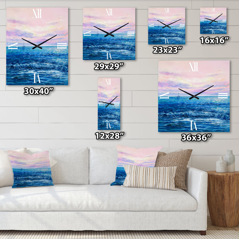 Horloge murale Morning Light on the Ocean Waves II, Très grand