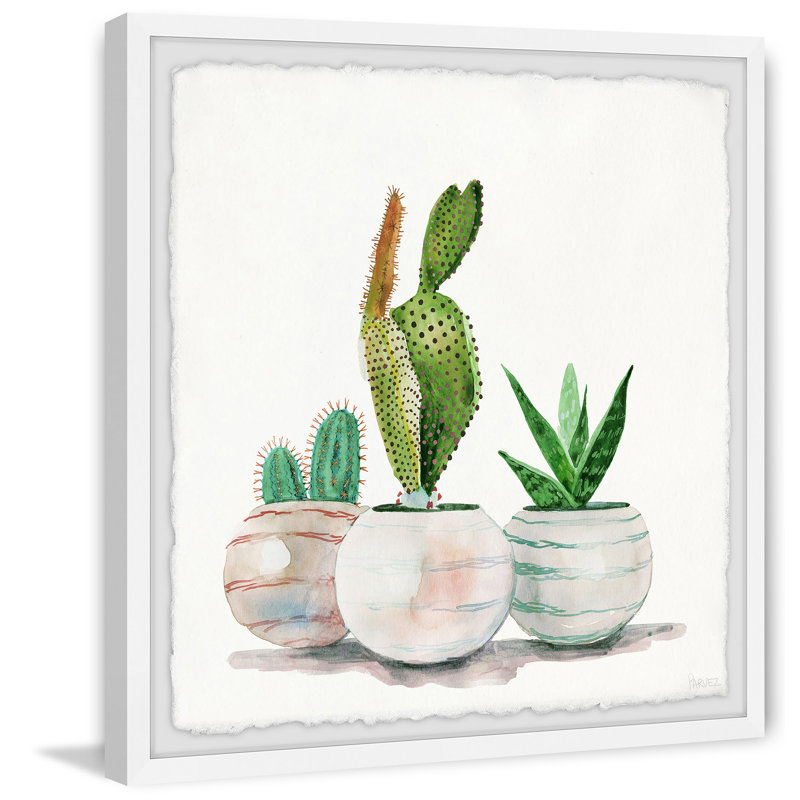 Cactus Planters - Single Picture Frame Painting, 30 cm H x 30 cm W