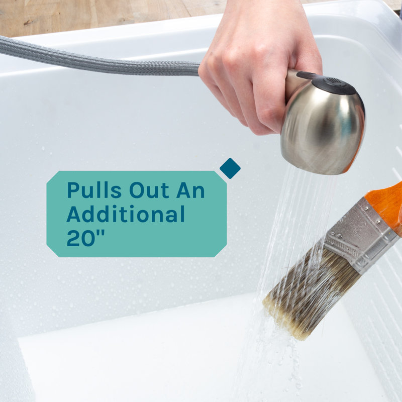 Dual-Handle ABS Plastic Pull-Out Faucet, Stainless